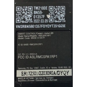 CONTROL PARA SMART TV SAMSUNG CON COMANDO DE VOZ  RECARGABLE CON ENTRADA TIPO C Y PANEL SOLAR (NUEVO)  Y ORIGINAL / NUMERO DE PARTE BN59-01357F / A3LRMCSPA1RP1 / BN5901357F / 01357F / E917250 / N43LS03AAFXZA / QN50LS03AAFXZA / QN55LS03AAFXZA